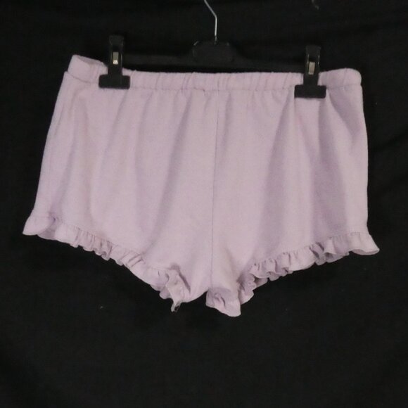 WEEKEND EDITION | large | Lavender Sweat Shorts With Ruffle Trim - Picture 2 of 14